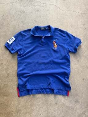 Ralph Lauren Polo Custom Fit polo Shirt For Men Big Pony Blue Size:M Streetwear